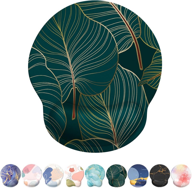 eulps Mouse Pad with Wrist Rest, Comfortable Computer Mousepad with Gel Wrist Support Smooth Surface and Non-Slip PU Base for Pain Relief, Laptop, Office & Home (Tropical Plants) - Image 1